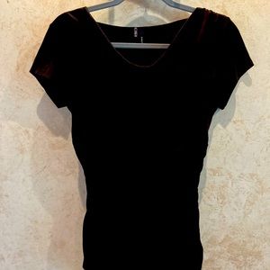 Black stylish cowl neck with ruched sides top